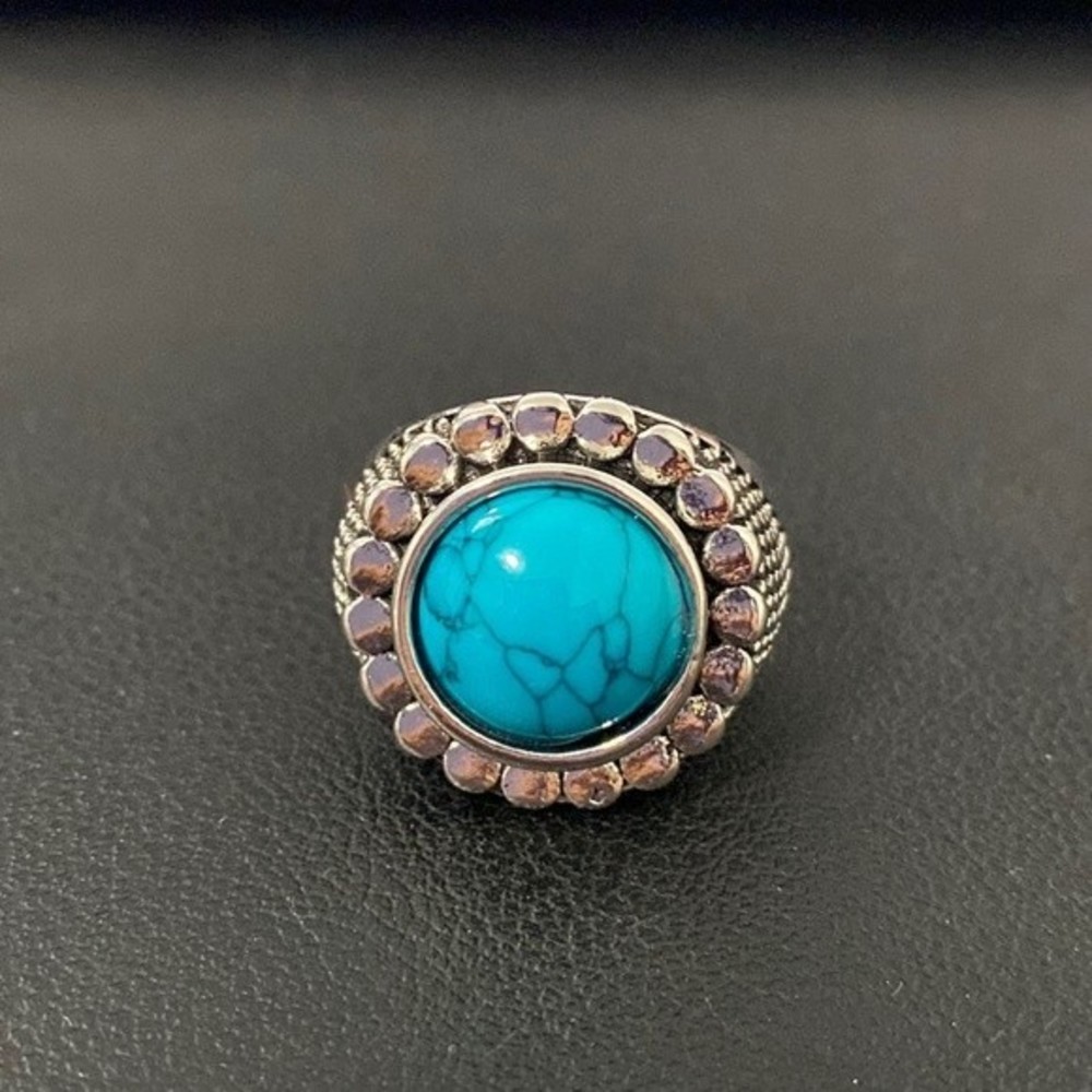 Silver and Turquoise Ring Size 8.25